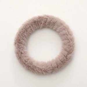Soft plush faux fur wristband phone charm ring in a elegant Morandi brown finish