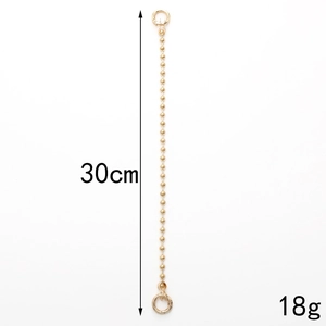 Golden 6mm beaded metal heart phone chain with spring buckles, 30cm length for DIY cases