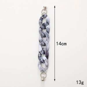 Graue Marmor Acryl Handy Kette mit silbernen Metallschnallen 14cm Länge
