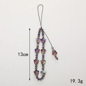 Iridescent flower beaded phone wrist strap 13cm length and 19.3g weight accessory