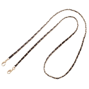 Chaîne en métal doré clair avec cuir tressé marron foncé pour sacs de téléphone croisés