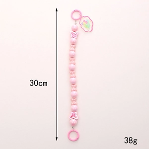 Dragonne de téléphone en perles nacrées roses avec pendentif tulipe et fermoirs
