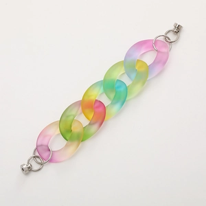 Iridescent gradient acrylic phone chain with frosted texture and magnetic metal clasp
