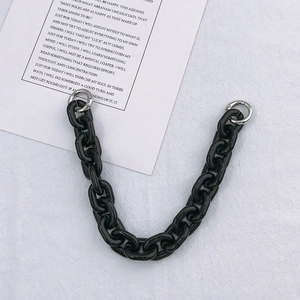 Chunky black acrylic chain with silver ring clasps for DIY phone cases and bags