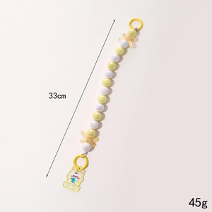 Cadena de cuentas de colores para móvil con colgante de oso amarillo de 33cm