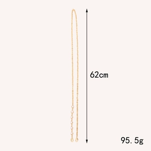 Chaîne dorée avec perles blanches et fermoirs mousquetons pour sacs et mobiles, 62 cm