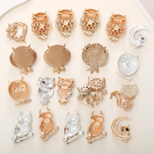 Bulk assortment of owl and cat metal charms in gold and silver finish for DIY accessories