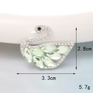 Eleganter Schwan-Brosche aus Silber mit grünen Strasssteinen, Maße 3,3x2,8cm, 5,7g