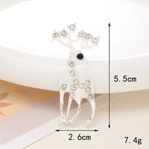 Detalle del broche de ciervo en aleación con diamantes de imitación y dimensiones