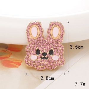 Macro di ciondolo a coniglio rosa con strass da 3,5 cm per decorazione scarpe DIY