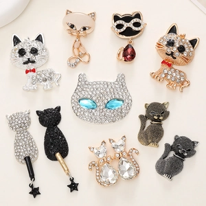 Lindos Colgantes de Gato de Aleación y Diamantes de Imitación para DIY Joyería Accesorios Zapatos Amuletos de Gatito