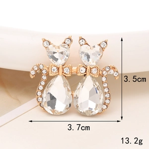 Amuletos de gato con diamantes de imitación y aleación dorada para zapatos DIY