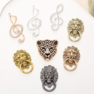 Colgante de Aleación Vintage Cabeza de León Leopardo Pantera Diamantes de Imitación Nota Musical Clave de Sol Accesorios de Joyería DIY