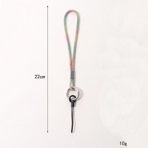 Rainbow gradient rhinestone phone strap lanyard with 22cm length and 10g lightweight design