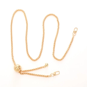 Verstellbare goldene Metallkette mit gesteppter Kugel und Karabinerverschlüssen