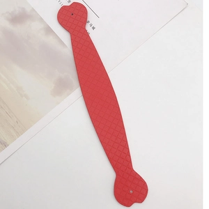 Close-up of red plaid leather phone case wrist strap with double holes and diamond texture