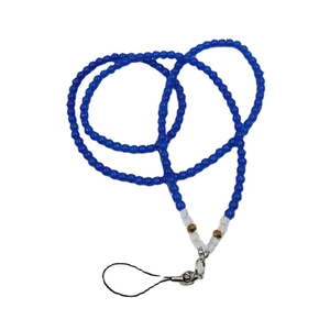Handmade Klein blue crystal beaded long neck strap lanyard with metal lobster clasp hook