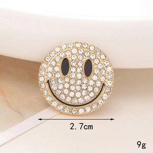 Golden alloy smile charm with pearls and rhinestones, 2.7cm DIY craft accessory
