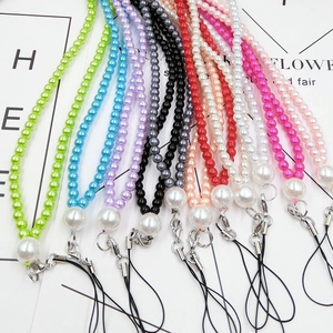 Elegant Faux Artificial Pearl Beaded Phone Lanyard Anti-Lost Strap Alloy Lobster Clasp Neck Chain For Women Mobile Phone Decoration