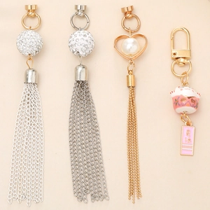 DIY Phone Case Accessory Metal Tassel Pendant Lucky Cat Heart Rhinestone Artificial Pearl Charm Handmade Jewelry Decoration Material