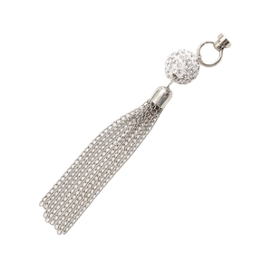 Silver magnetic tassel pendant with rhinestone ball for phone case DIY craft accessory
