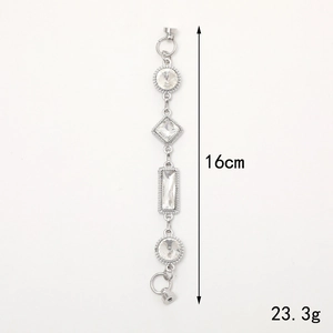 Silver metal charm chain with sparkling crystal gems and magnetic clasp 16cm 23g
