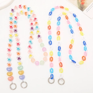 Cinturino per Telefono a Tracolla in Acrilico a Catena a Cuore Colori Caramella per Donna Pendente per Borsa Multicolore Gioielli