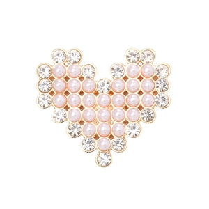 Accessorio cuore in lega di zinco con perle rosa e strass scintillanti per decorazione
