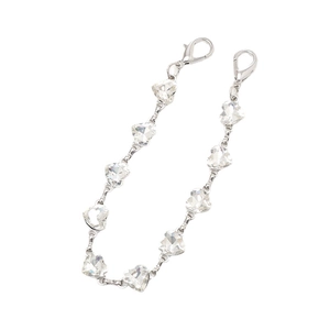 Sparkling crystal heart-shaped multi-purpose accessory chain with silver lobster clasps