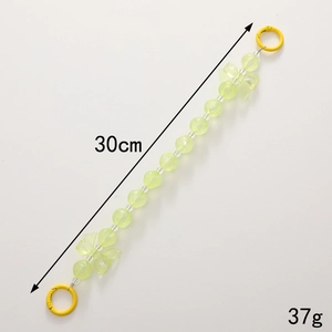 Blassgelbe Handy-Perlenkette mit Schmetterlingsdekor und Federringverschluss 30cm