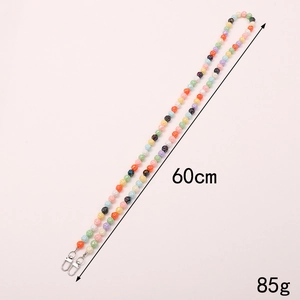 Colorful 60cm beaded rainbow crossbody phone strap with durable metal clasps