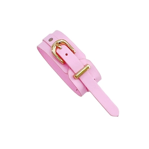 Pink PU leather phone wrist strap with gold buckle and adjustable holes for DIY case