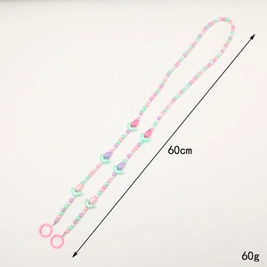 Colorful macaron tulip beaded crossbody lanyard 60cm length and 60g weight strap