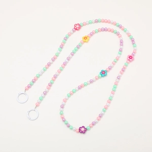 Colorful macaron beaded tulip flower crossbody strap chain with white spring buckles