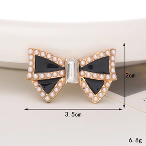 Nœud décoratif noir et doré avec perles et cristaux pour accessoires DIY, 3,5 cm x 2 cm