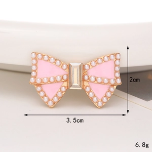 Accessoire nœud rose avec perles et cristal pour bricolage et décoration de chaussures