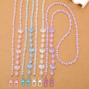 Meerjungfrau Herz Perlen Taschenkette Riemen Acryl Umhängetasche Handy Lanyard Irisierend Süß Macaron Farbe Damen Mädchen Schmuck