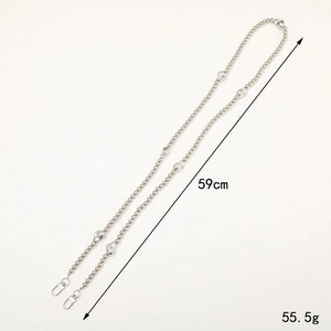 59cm silver UV beaded phone crossbody chain with heart charms and lobster clasps