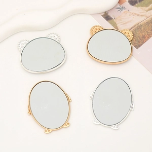 Cute cartoon bear and penguin mirror phone case accessories in gold and silver plating