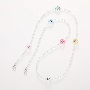 Colorful smiley star beads crossbody chain strap for phone and bags with silver lobster clasp