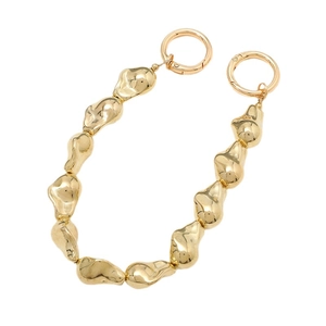 Golden irregular geometric chain strap with round spring ring buckles and metallic finish