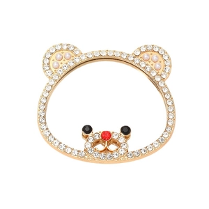 Sparkling crystal bear phone grip accessory with rhinestone inlay on gold base