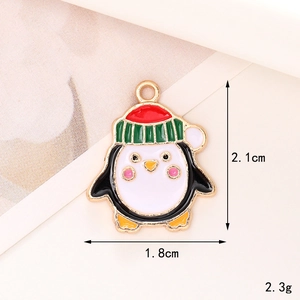 Christmas penguin pendant made of zinc alloy and colorful enamel measuring 2.1cm by 1.8cm