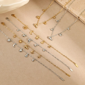 Ensemble de colliers et bracelets avec pendentifs papillon et glands en acier inoxydable