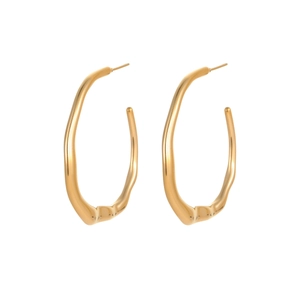 Modern irregular C-shape hoop earrings in 18K gold plated stainless steel for women
