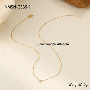 Collana minimalista in oro con ciondolo in zircone, lunghezza 40+5 cm e peso 1,0 g