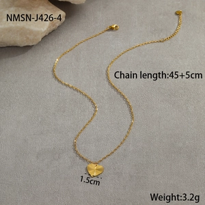 Detail of gold heart pendant with radial texture and 45+5cm adjustable chain specs