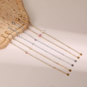 Elegantes pulseras tennis de acero inoxidable con circonita de corazón en oro y plata