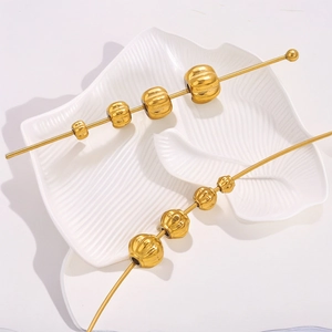 Baroque style 18K gold plated stainless steel pumpkin spacer beads for DIY jewelry making