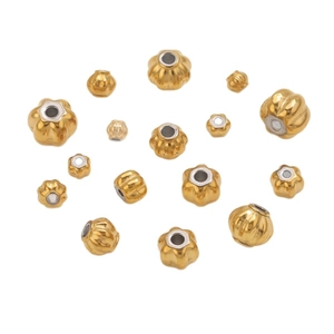 Baroque style pumpkin-shaped 18K gold plated stainless steel beads for DIY jewelry making